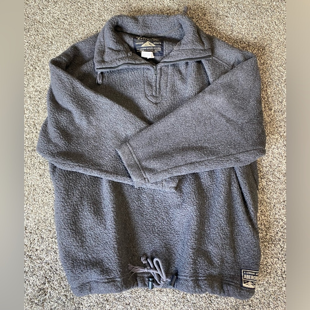 Vintage Abercrombie & Fitch Co. Gray Oversized Fleece Collared Sweatshirt